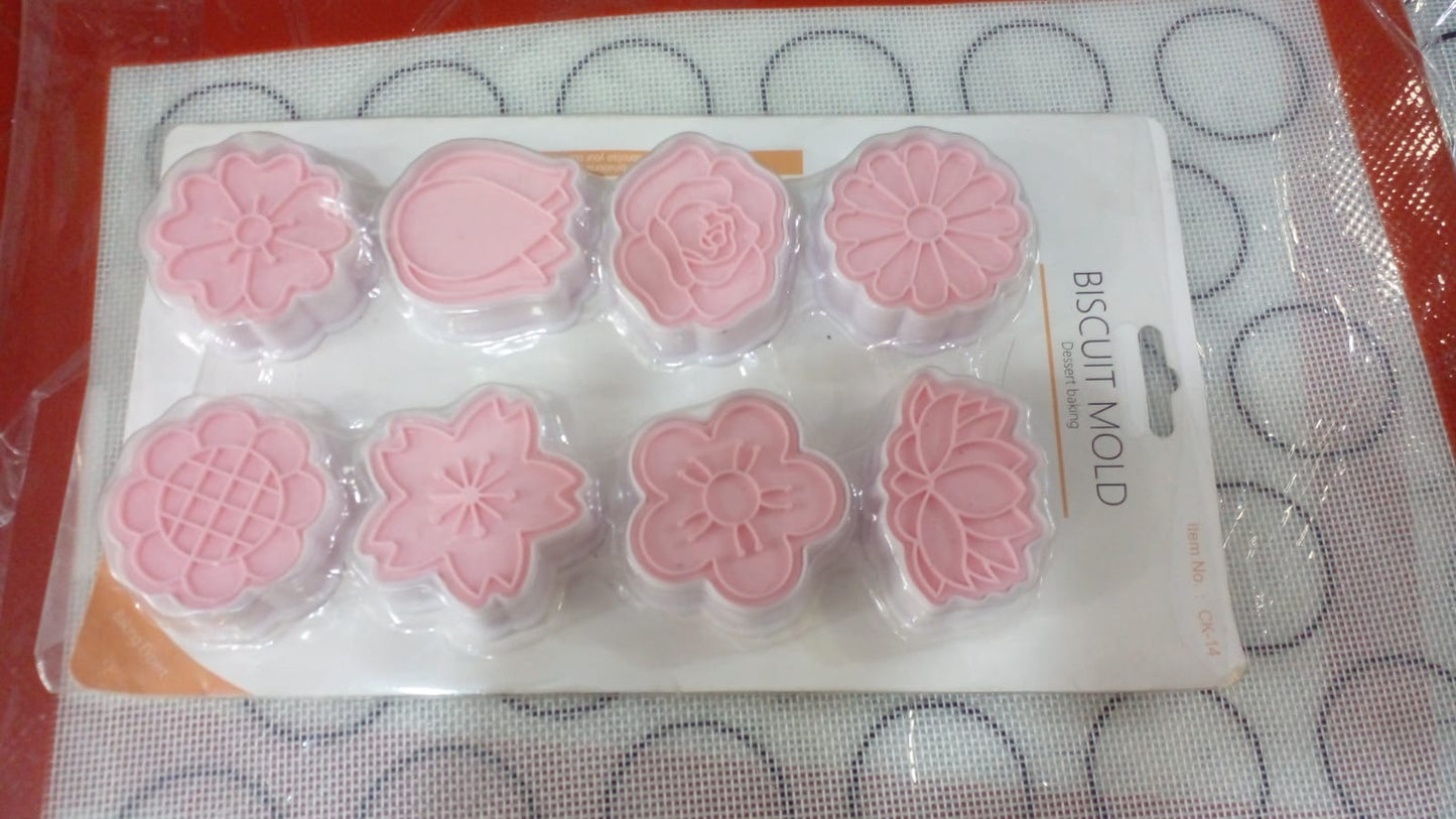 Flowers Theme Impression Fondant & Cookie Cutter 8pcs Set