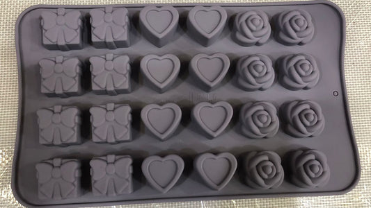 Silicone Gift Heart & Rose Chocolate Mold 24 Cavity