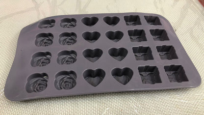 Silicone Gift Heart & Rose Chocolate Mold 24 Cavity