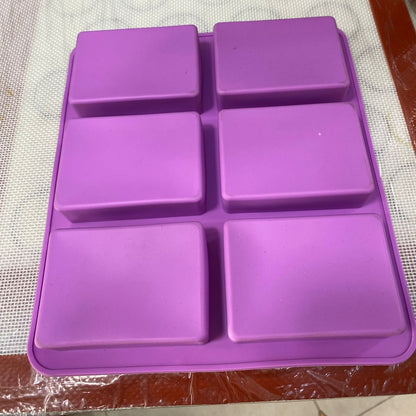 6 CAVITY LARGE IMPRESSION  RECTANGLE SILICONE SOAP MOLD TRAY