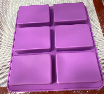 6 CAVITY LARGE IMPRESSION  RECTANGLE SILICONE SOAP MOLD TRAY
