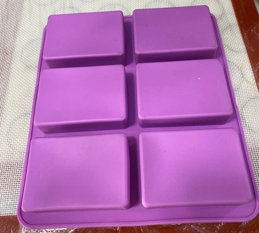 6 CAVITY LARGE IMPRESSION  RECTANGLE SILICONE SOAP MOLD TRAY