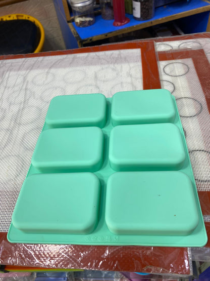 6 Cavity Curve Large Rectangle Silicone Soap Mold Tray