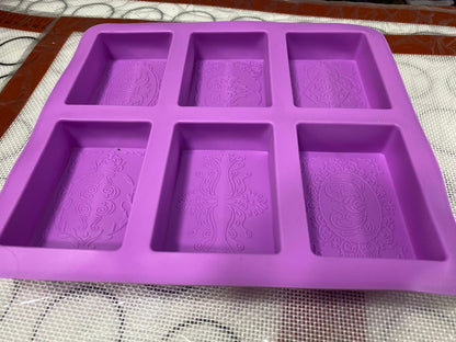 6 CAVITY LARGE IMPRESSION  RECTANGLE SILICONE SOAP MOLD TRAY