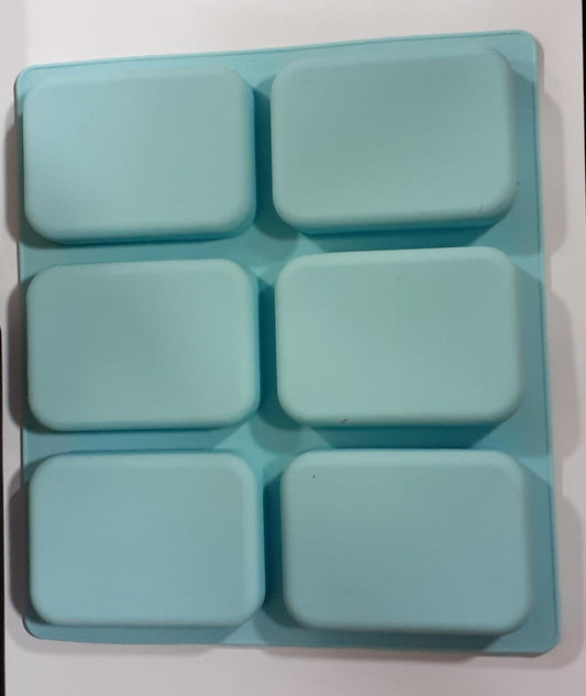 6 Cavity Curve Large Rectangle Silicone Soap Mold Tray