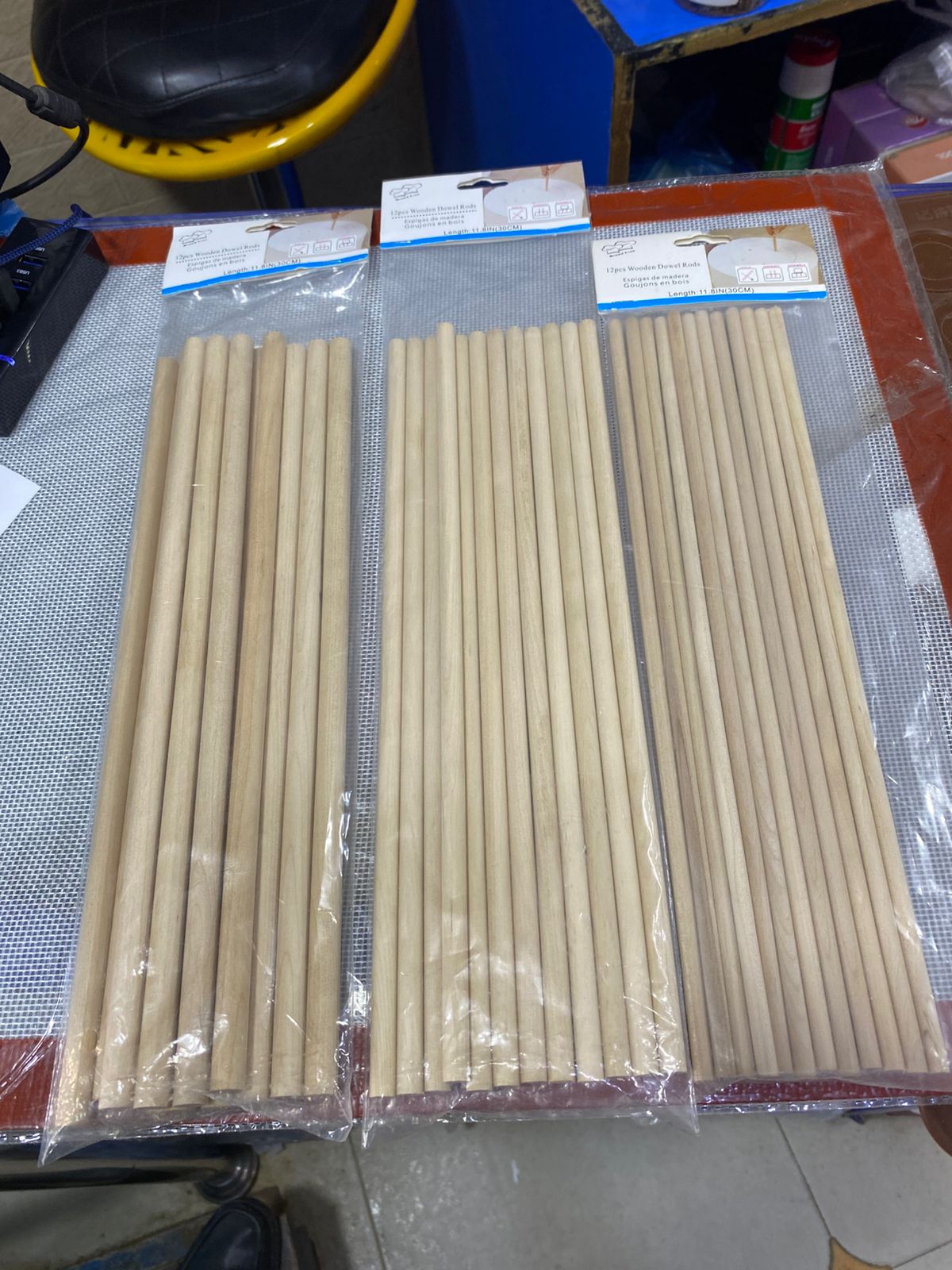 Wooden Cake Dowel Rods 30x1cm 12pcs Pack