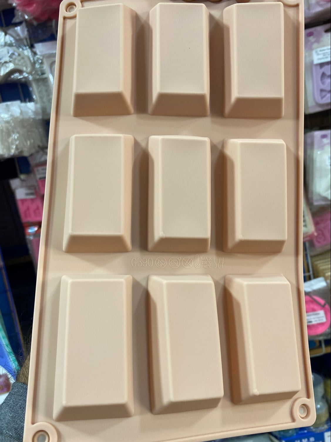 Silicon 9 Cavity 3D Gold Bar Chocolate Mold