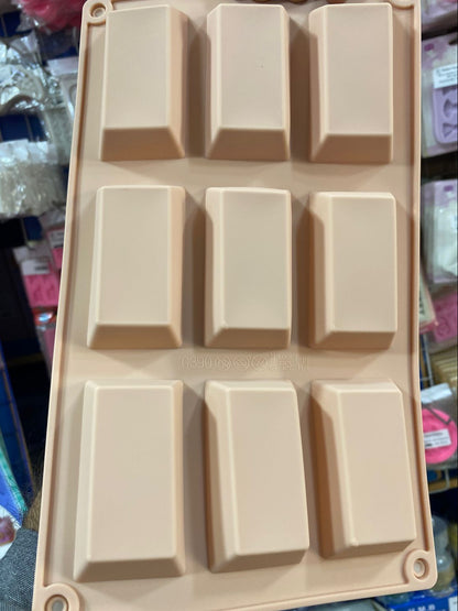 Silicon 9 Cavity 3D Gold Bar Chocolate Mold