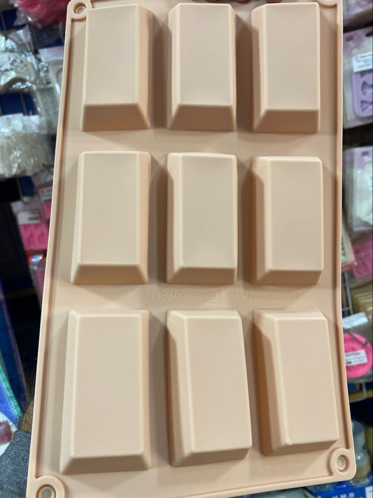 Silicon 9 Cavity 3D Gold Bar Chocolate Mold