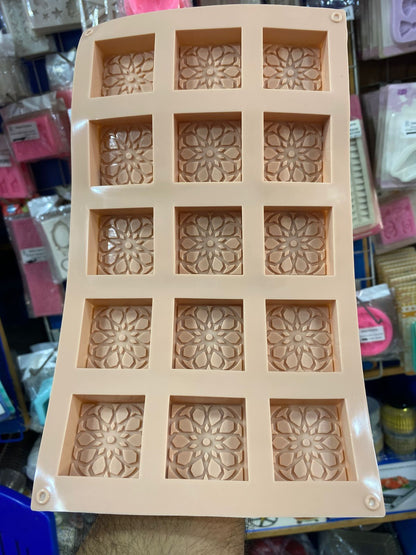 Silicon Square Chocolate Mold Inside Texture 15 Cavity