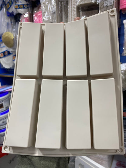 Silicon 8 Cavity Rectangle Tray size 1.5 x 4.5 inch