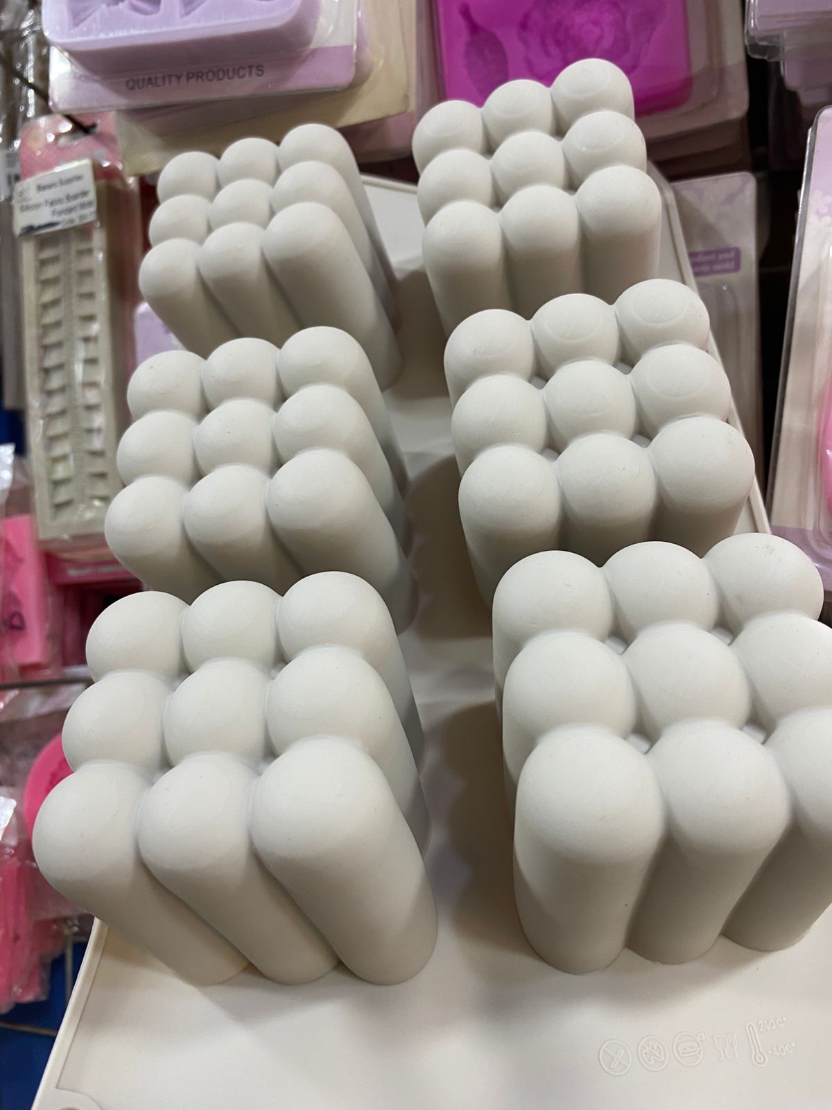 Silicon 6 Cavity 3D Cube Candle Mold