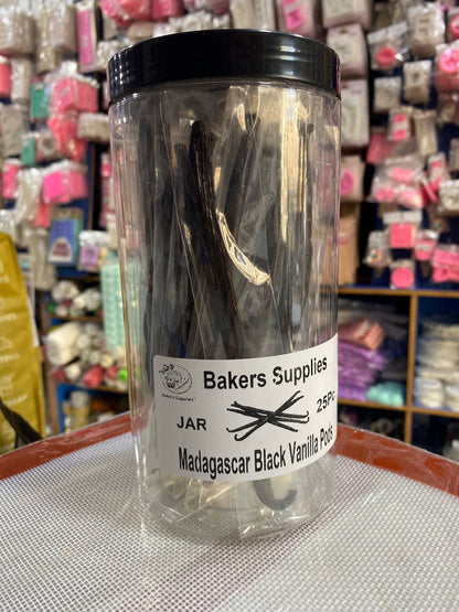 Madagascar Black Vanilla Pods 25pc Pack Jar