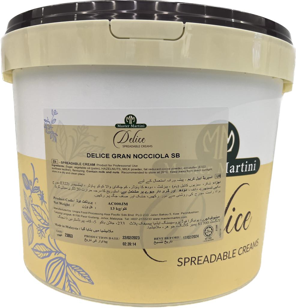 Delice Gran Nocciola 13kg Choc Hazelnut Cream Master Martini