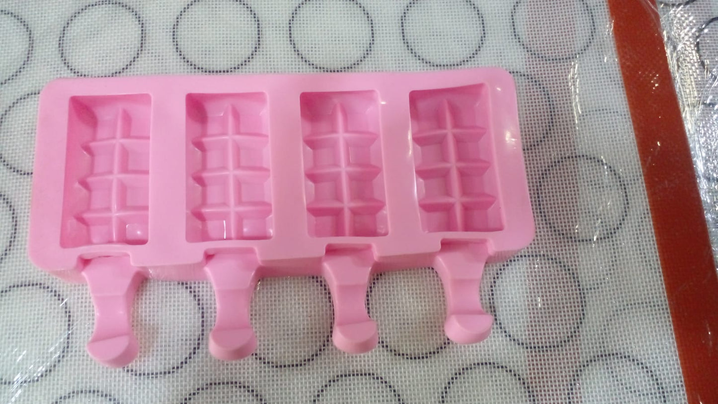 4 Cavity Mini Silicone Chanky Bar Popsicle Mold size 2.5 inch x 1.5 inch