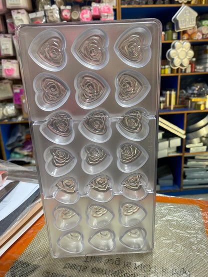Rose Hearts Acrylic Chocolate Mold