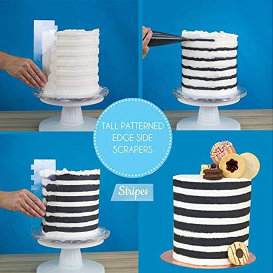 Plastic Double Sided Cake Edges Icing Comb 4 Pcs Set