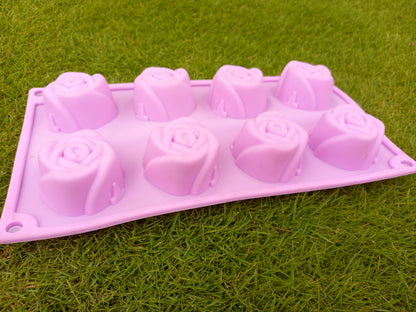 8 cavity Rose Flower Silicon Soap Mold tray 5cm