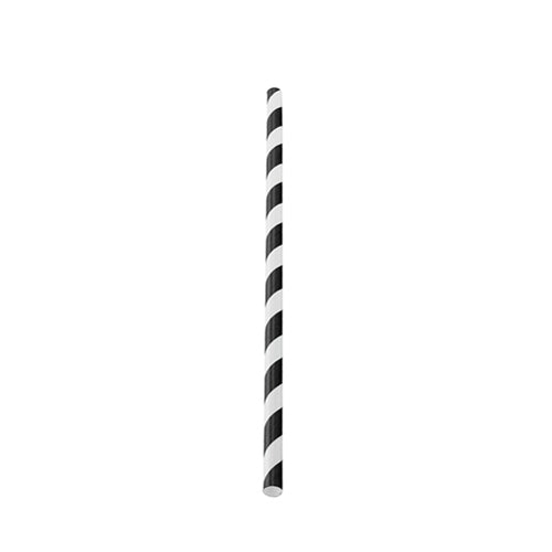 Black and White Stripe Paper Straw 50pcs set