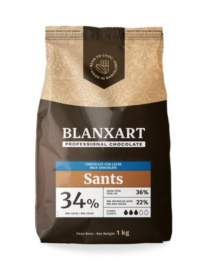 Blanxarat Milk Chocolate 34% Sants Spanish Chocolate 5kg Made in Spain