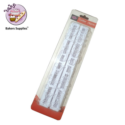 4 Pc Alphabet & Number Tappet Plastic Fondant Cutter