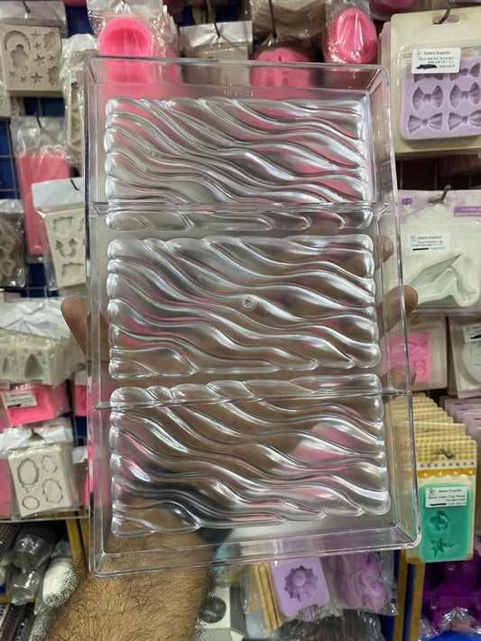 Acrylic Milky Wave Chocolate Bar Mold 3 Cavity