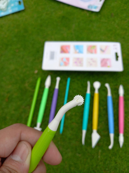 New Fondant Tools Set with Wheel Tool Multicolor 9pcs