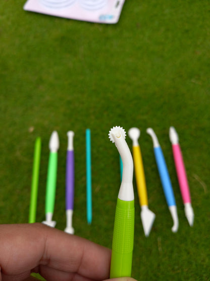 New Fondant Tools Set with Wheel Tool Multicolor 9pcs