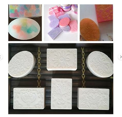 Silicone Rectangle  & Oval Floral Soap Mold 6 Cavity