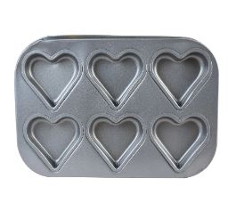 Non Stick Hearts Cupcake Tray 6 Cavity