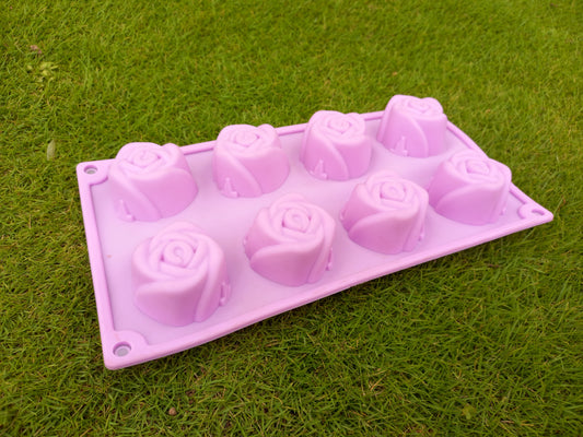 8 cavity Rose Flower Silicon Soap Mold tray 5cm