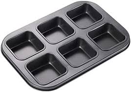 Non Stick 6 Cavity Square Brownies & Cupcakes Baking Tray