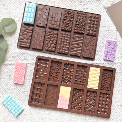 Silicone 12 Cavity Multi ShapeChocolate Bar Mold size 3" x 1.5" Each Cavity
