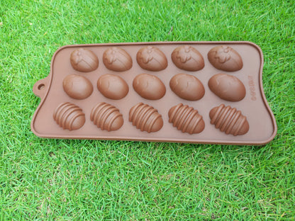 15 Cavity Easter Eggs Silicon Chocolate Mold 1"