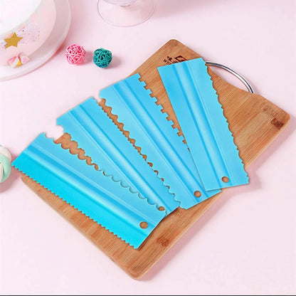 Plastic Double Sided Cake Edges Icing Comb 4 Pcs Set