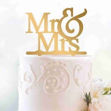 Acrylic Golden Mr and Mrs Cake Topper