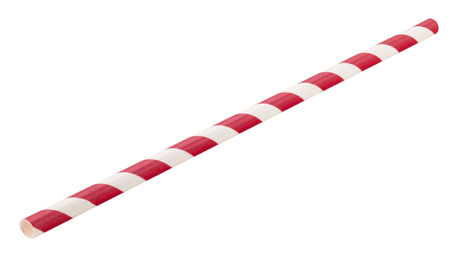 Red and White Stripe Paper Straw 50pcs set