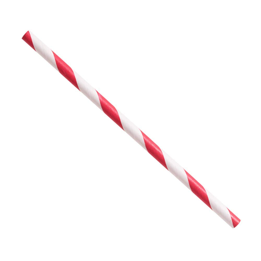 Red and White Stripe Paper Straw 50pcs set