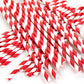 Red and White Stripe Paper Straw 50pcs set