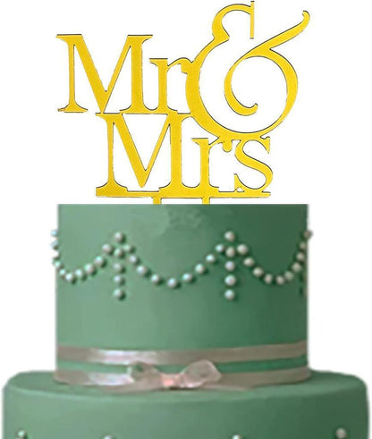 Acrylic Golden Mr and Mrs Cake Topper