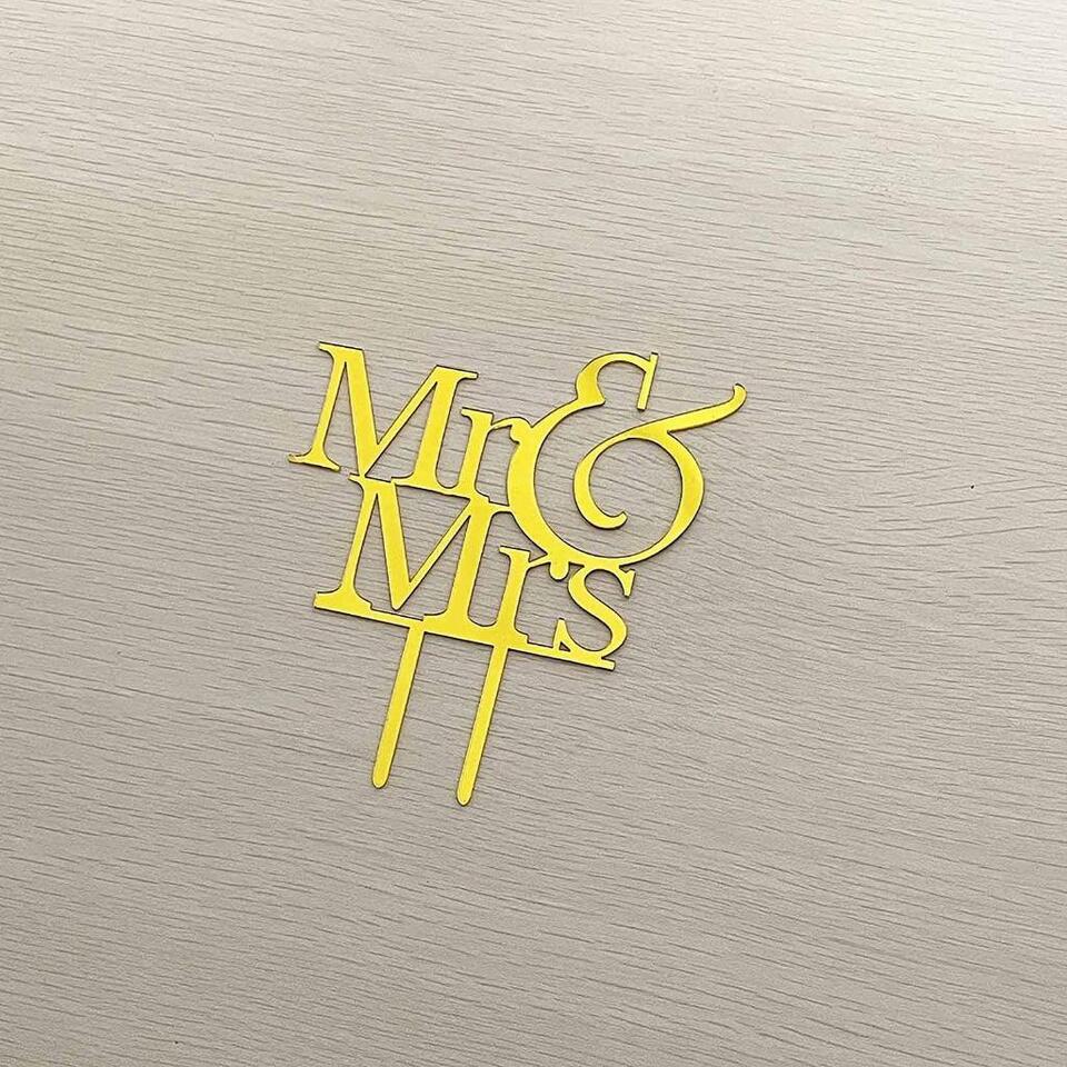 Acrylic Golden Mr and Mrs Cake Topper