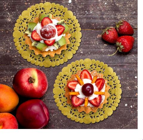 Grade Doilies Paper Round  Golden 6 Inch 20pc