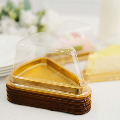 Golden Disposable Triangle Serving Cake Slice Box 10pc Pack