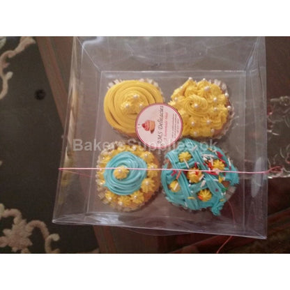 FOUR SERVING CUPCAKE BOX 4" Hight