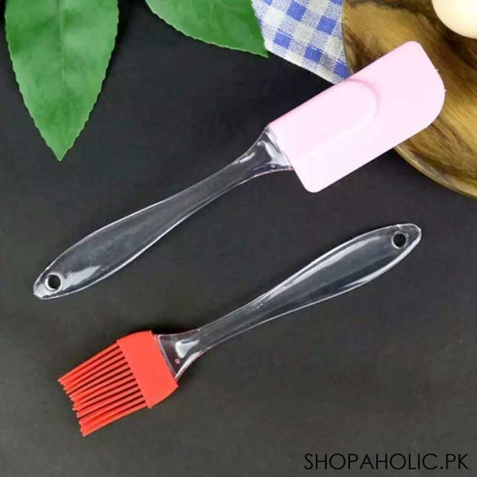 Silicon Spatula Brush Set Plastic Handle