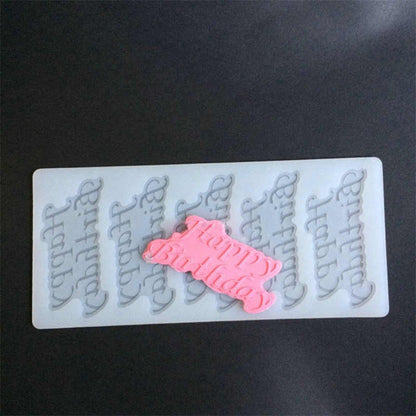 SILICONE 5 HAPPY BIRTHDAY LOGO CHOCOLATE MOLD SIZE 8.75 X 4 INCH