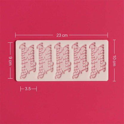 SILICONE 5 HAPPY BIRTHDAY LOGO CHOCOLATE MOLD SIZE 8.75 X 4 INCH