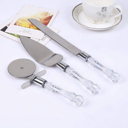 SS Pizza Cutter & Server Set Acrylic Handle