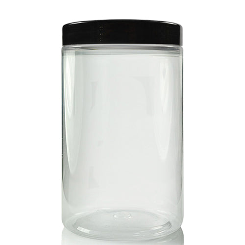 Black Lid Plastic PET JAR