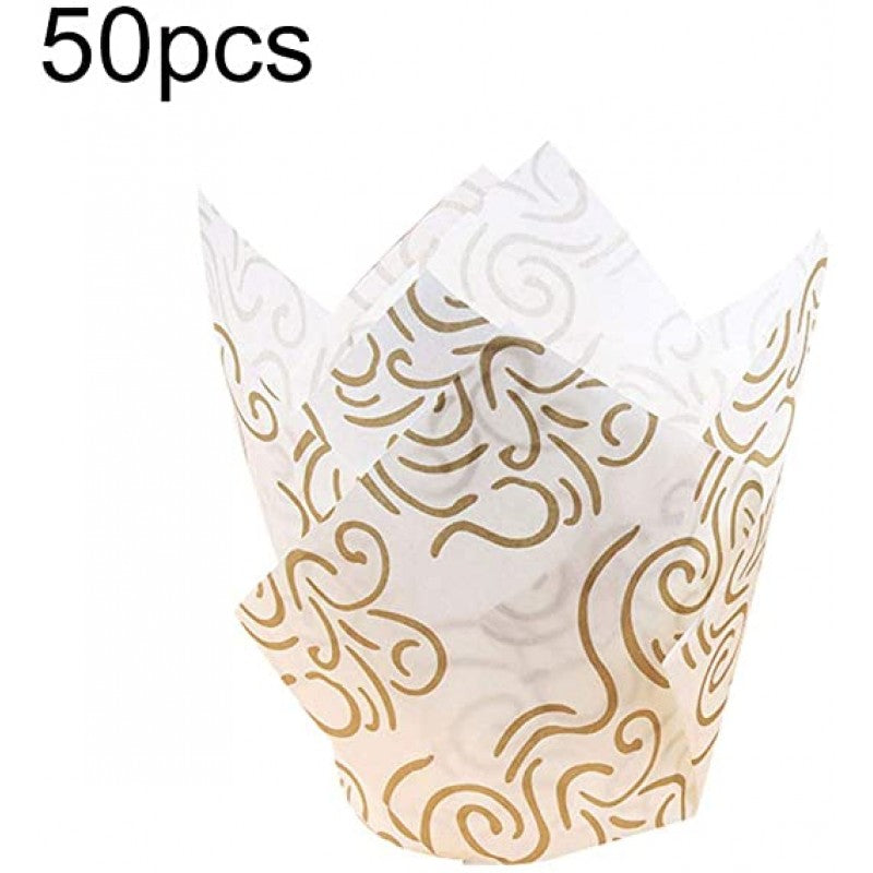 Golden White Tulip Liners 50pcs Pack